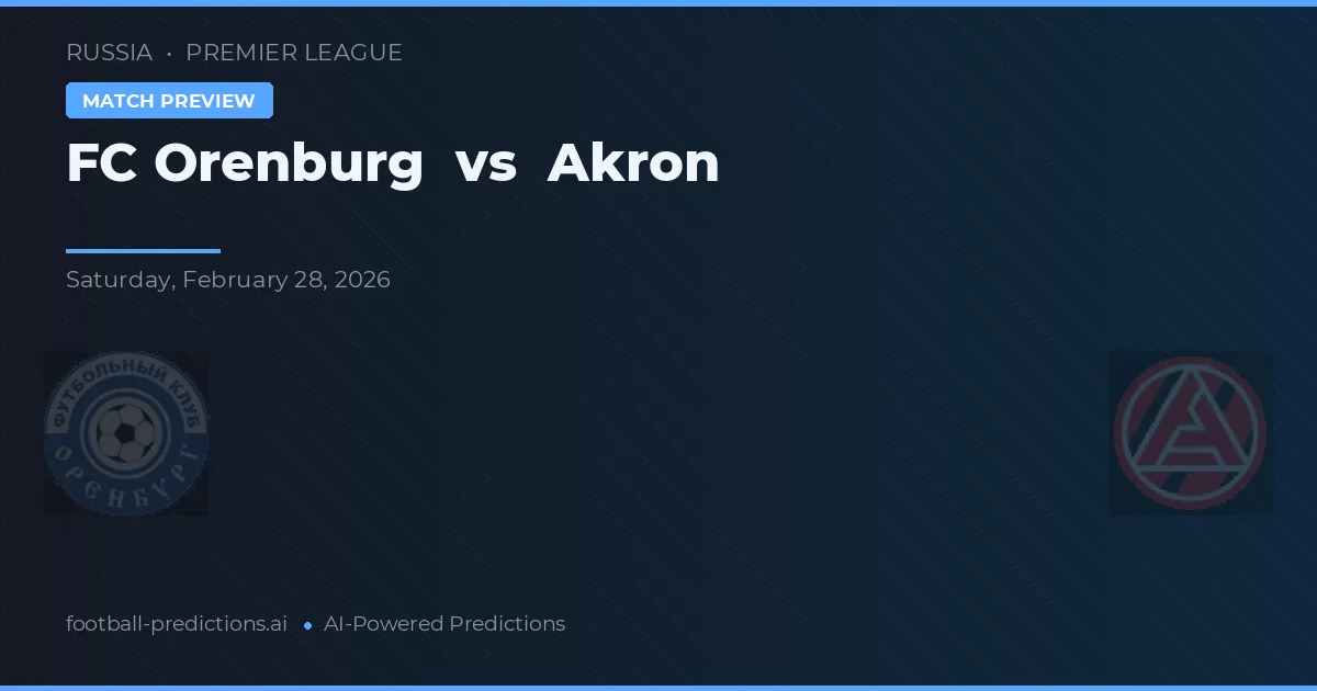 FC Orenburg vs Akron — prognóstico e prévia do jogo