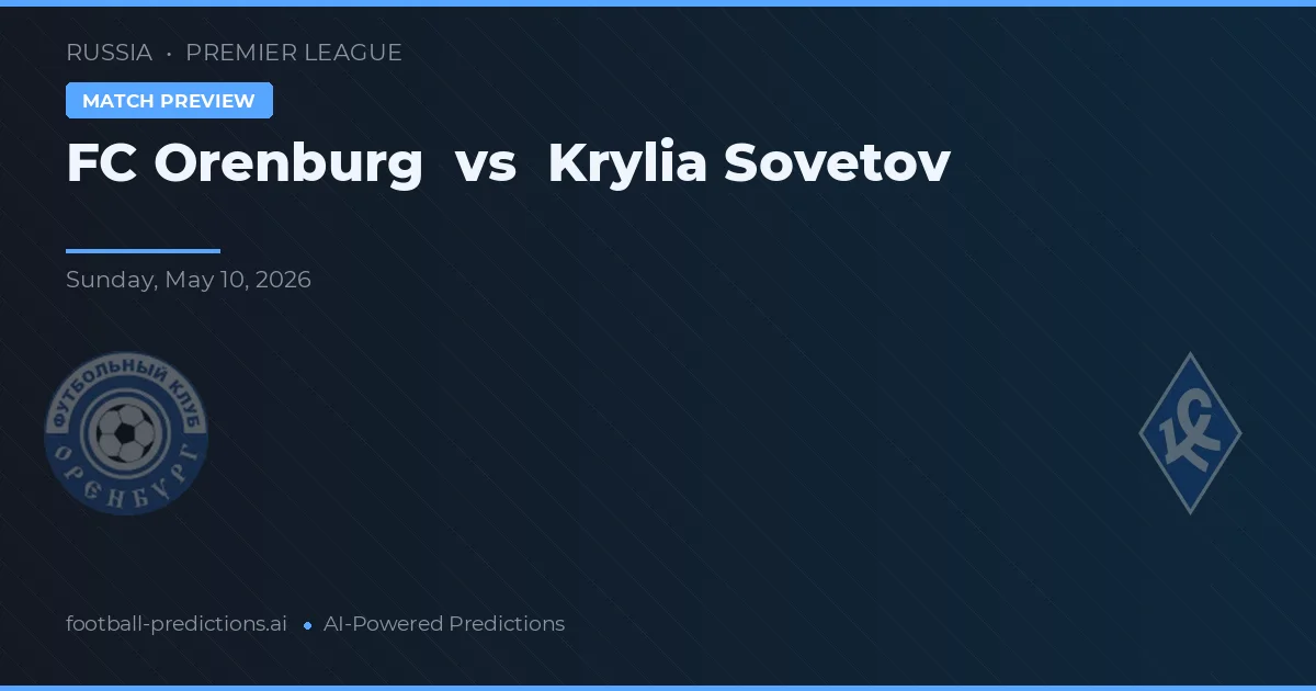 FC Orenburg vs Krylia Sovetov — prognóstico e prévia do jogo
