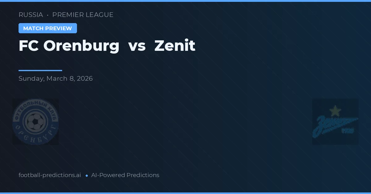 FC Orenburg vs Zenit — prognóstico e prévia do jogo