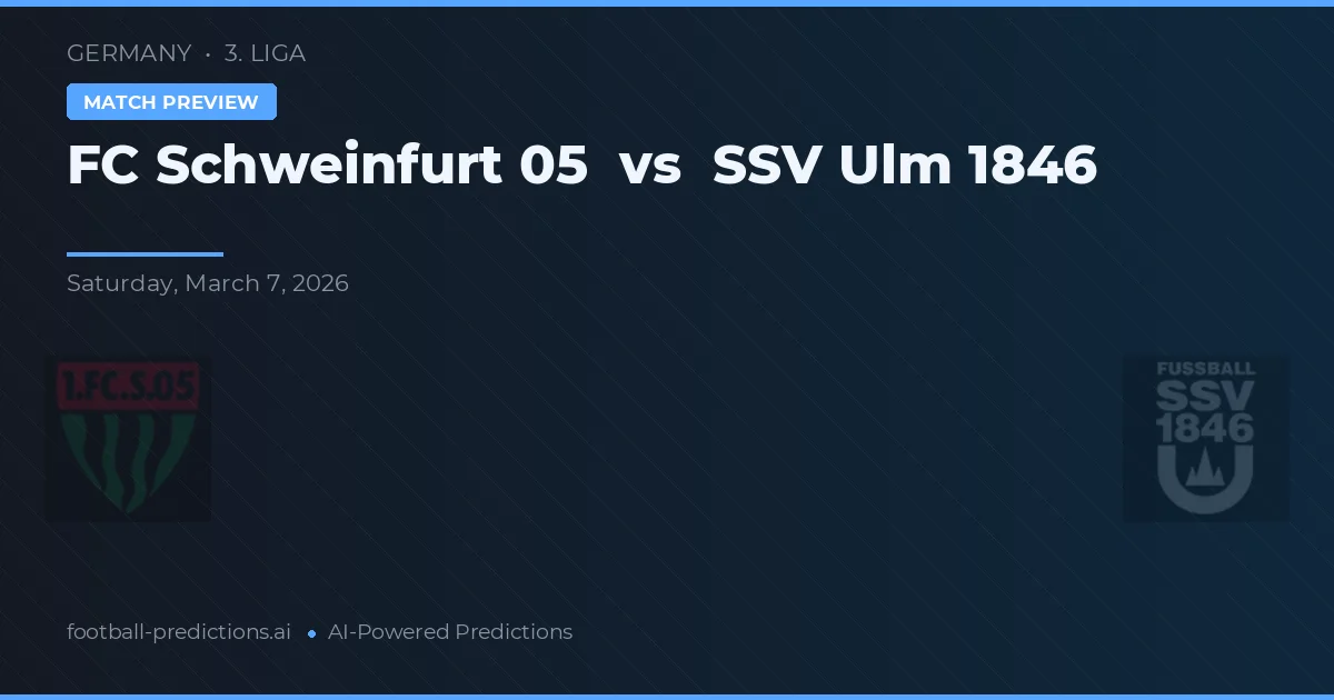 FC Schweinfurt 05 vs SSV Ulm 1846 — prognóstico e prévia do jogo