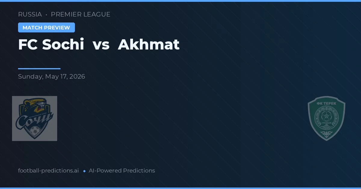 FC Sochi vs Akhmat Grozny — prognóstico e prévia do jogo