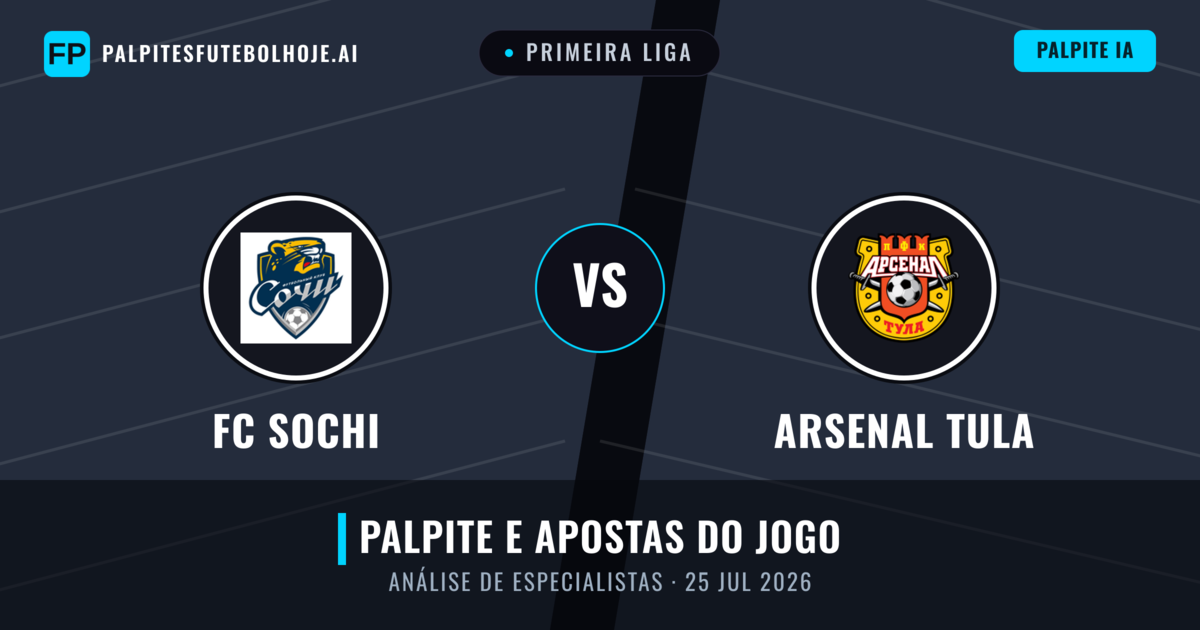 FC Sochi vs Arsenal Tula — prognóstico e prévia do jogo