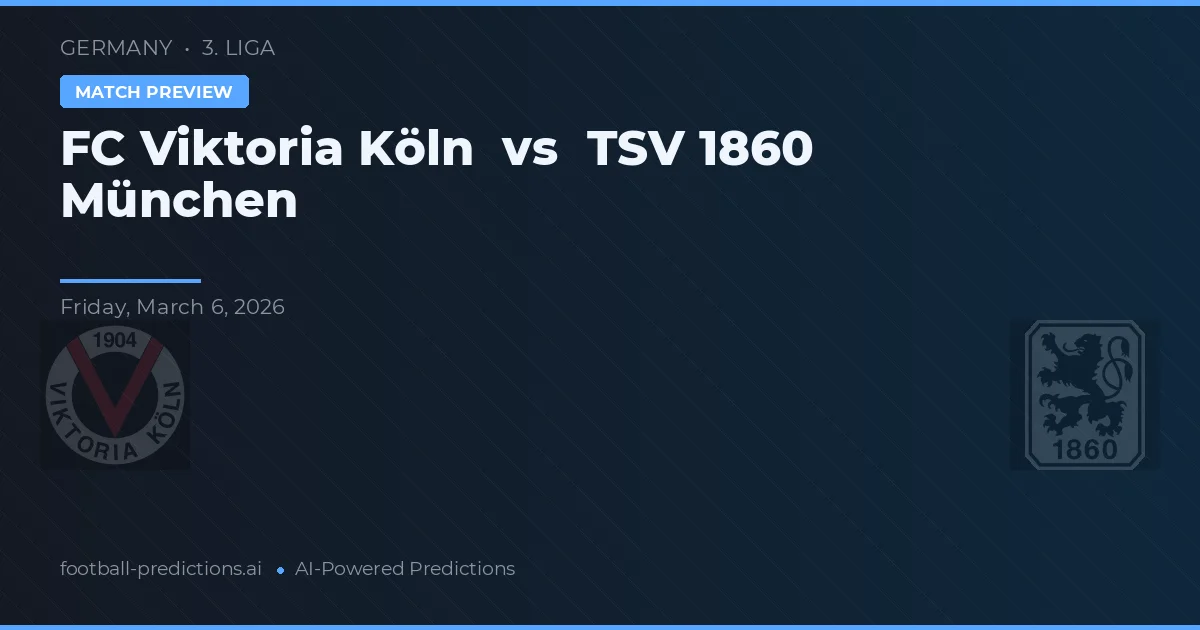 FC Viktoria Köln vs TSV 1860 Munique — prognóstico e prévia do jogo