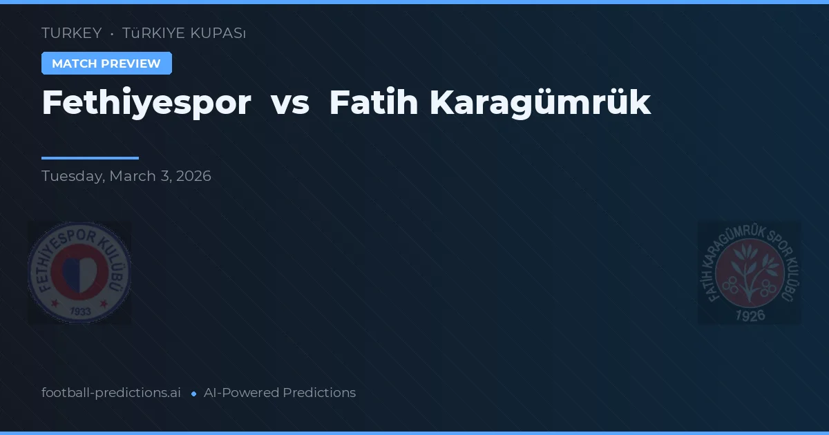 Fethiyespor vs Fatih Karagümrük — prognóstico e prévia do jogo