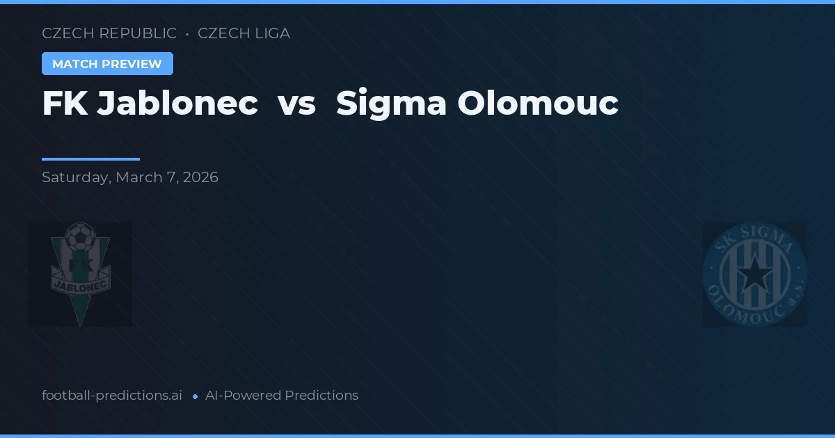 FK Jablonec vs Sigma Olomouc — prognóstico e prévia do jogo