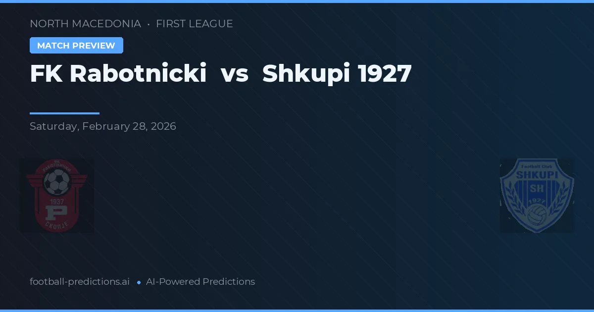 FK Rabotnički vs Shkupi 1927 — prognóstico e prévia do jogo