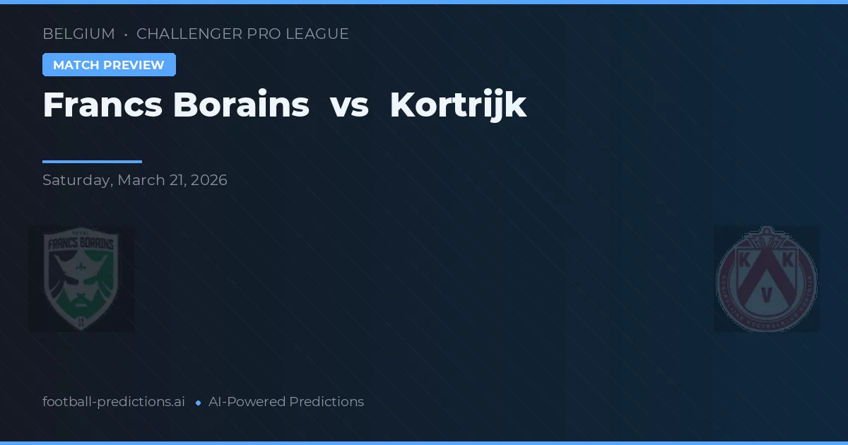 Francs Borains vs Kortrijk — prognóstico e prévia do jogo