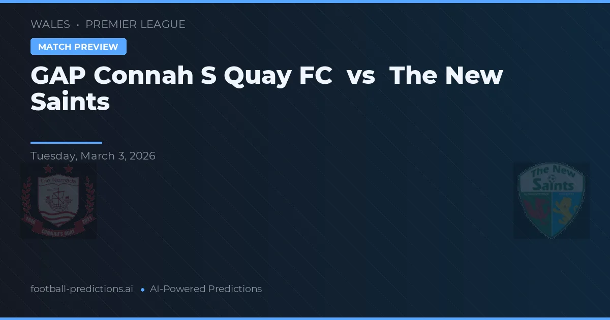GAP Connah's Quay FC vs The New Saints — prognóstico e prévia do jogo