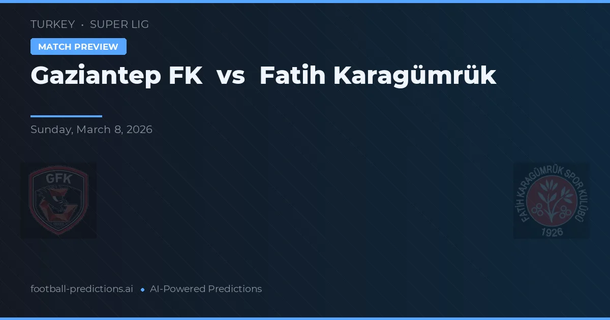 Gaziantep FK vs Fatih Karagümrük — prognóstico e prévia do jogo