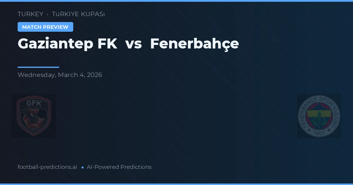 Gaziantep FK vs Fenerbahçe — prognóstico e prévia do jogo