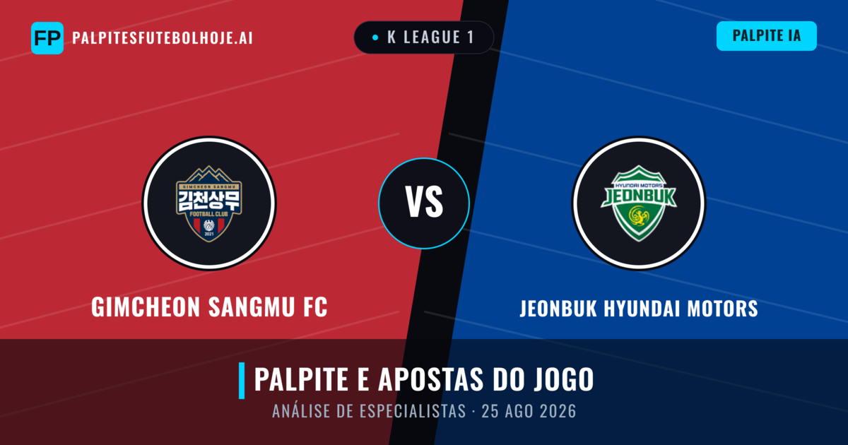 Gimcheon Sangmu FC vs Jeonbuk Hyundai Motors — prognóstico e prévia do jogo