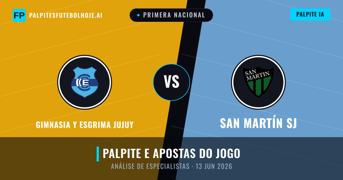 Gimnasia y Esgrima Jujuy vs San Martín SJ — prognóstico e prévia do jogo