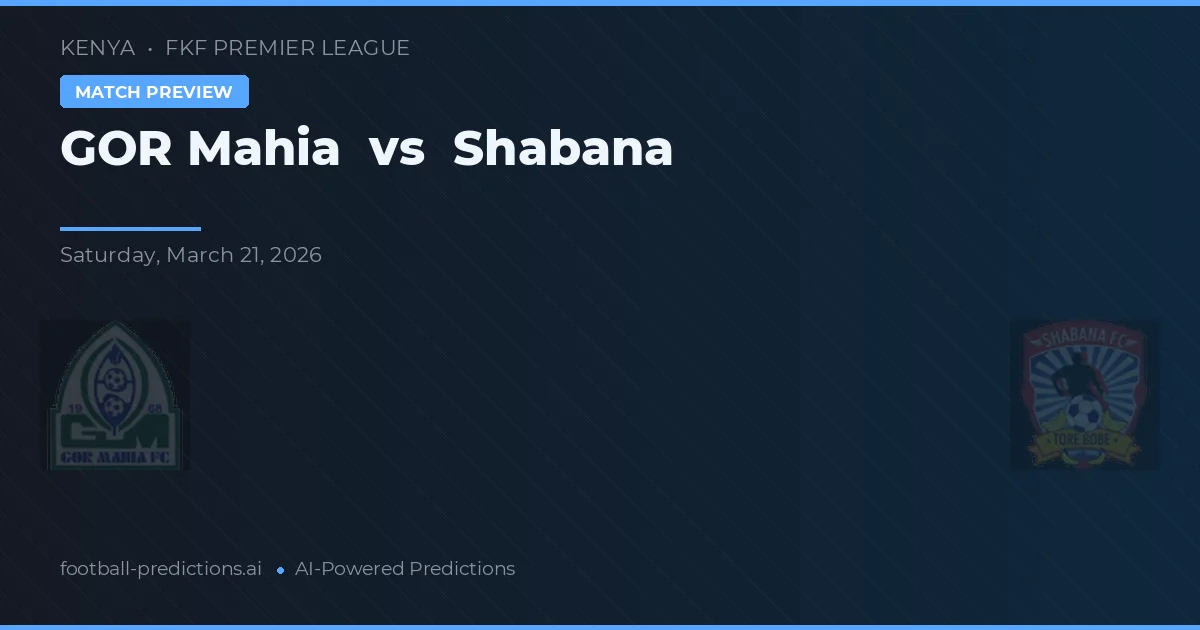 Gor Mahia vs Shabana — prognóstico e prévia do jogo