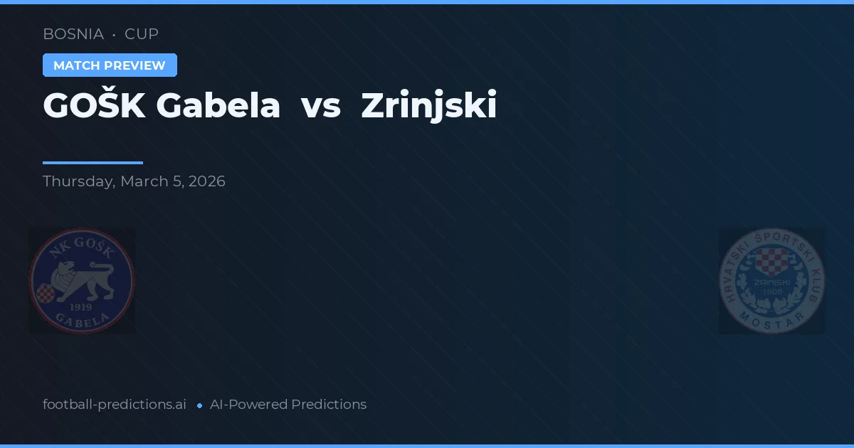 GOŠK Gabela vs Zrinjski — prognóstico e prévia do jogo
