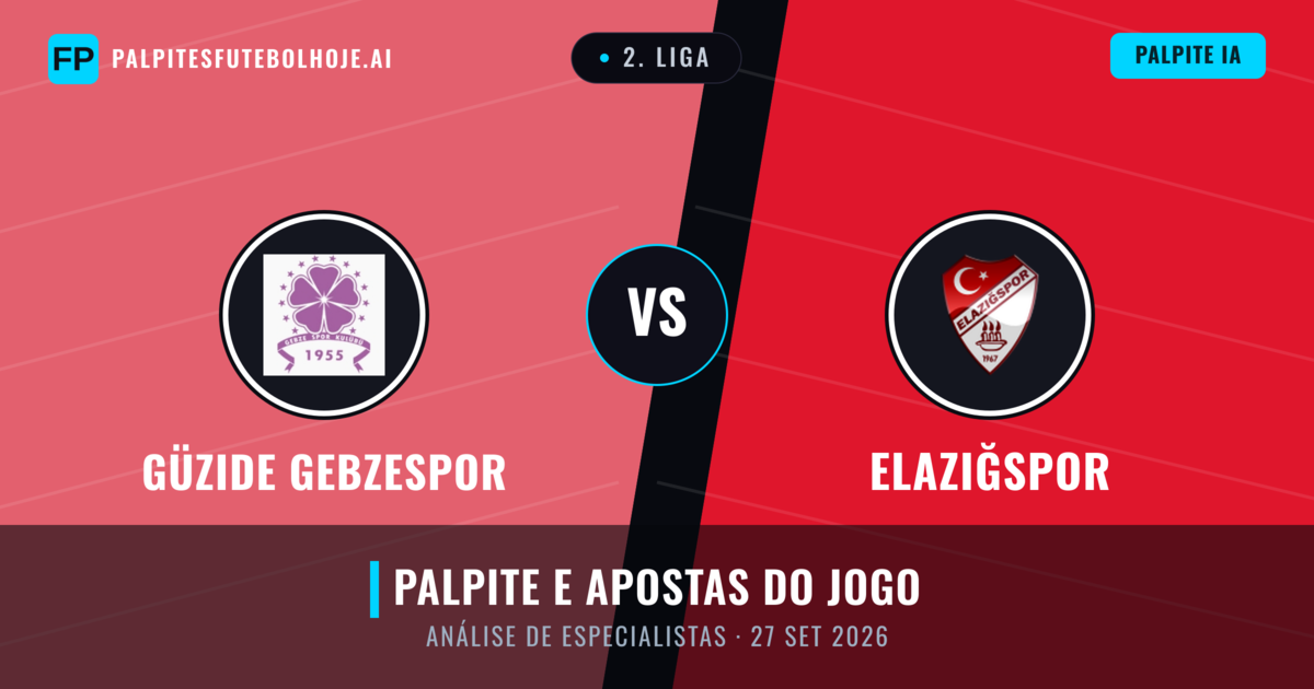 Güzide Gebzespor vs Elazığspor — prognóstico e prévia do jogo