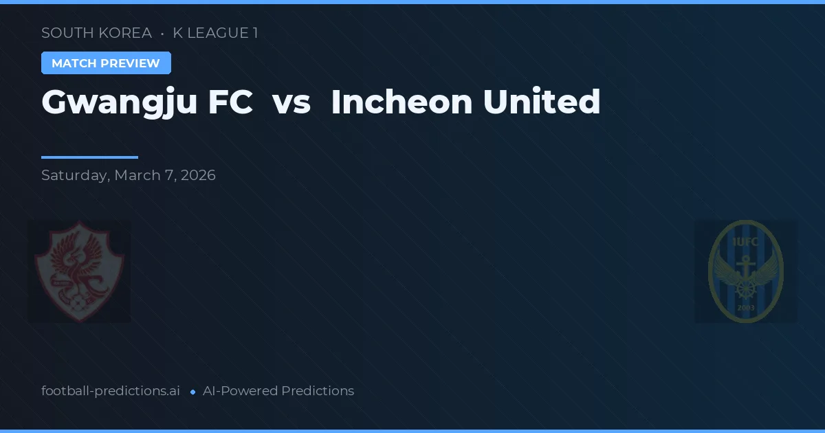 Gwangju FC vs Incheon United — prognóstico e prévia do jogo