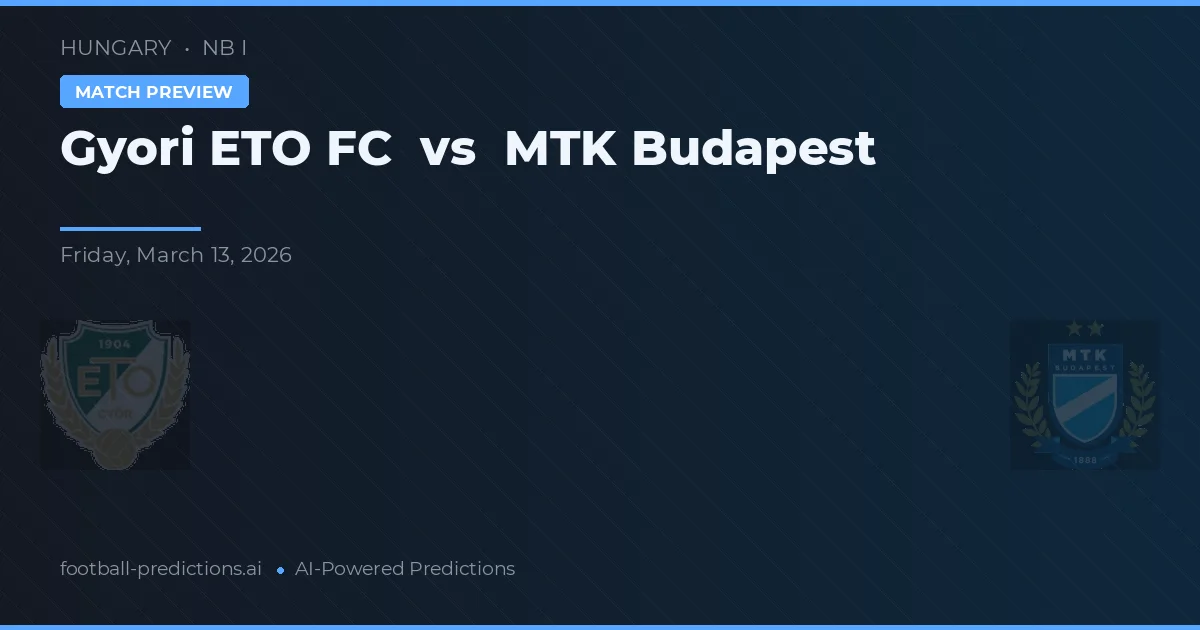 Győri ETO FC vs MTK Budapest — prognóstico e prévia do jogo