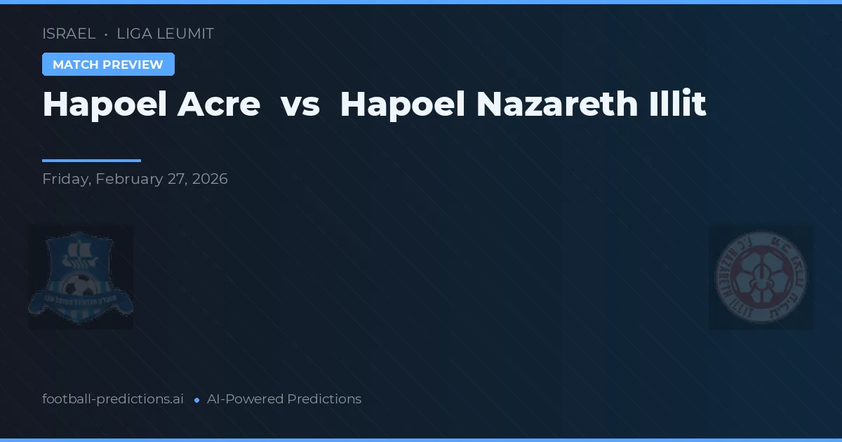 Hapoel Acre vs Hapoel Nazareth Illit — prognóstico e prévia do jogo