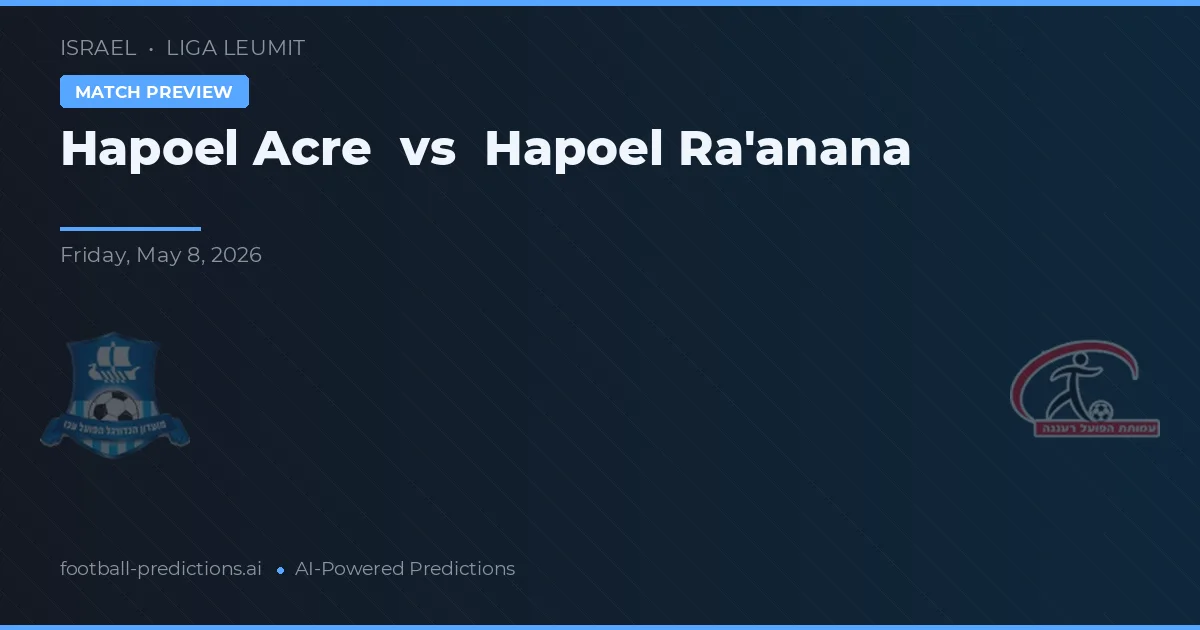 Hapoel Acre vs Hapoel Raanana — prognóstico e prévia do jogo