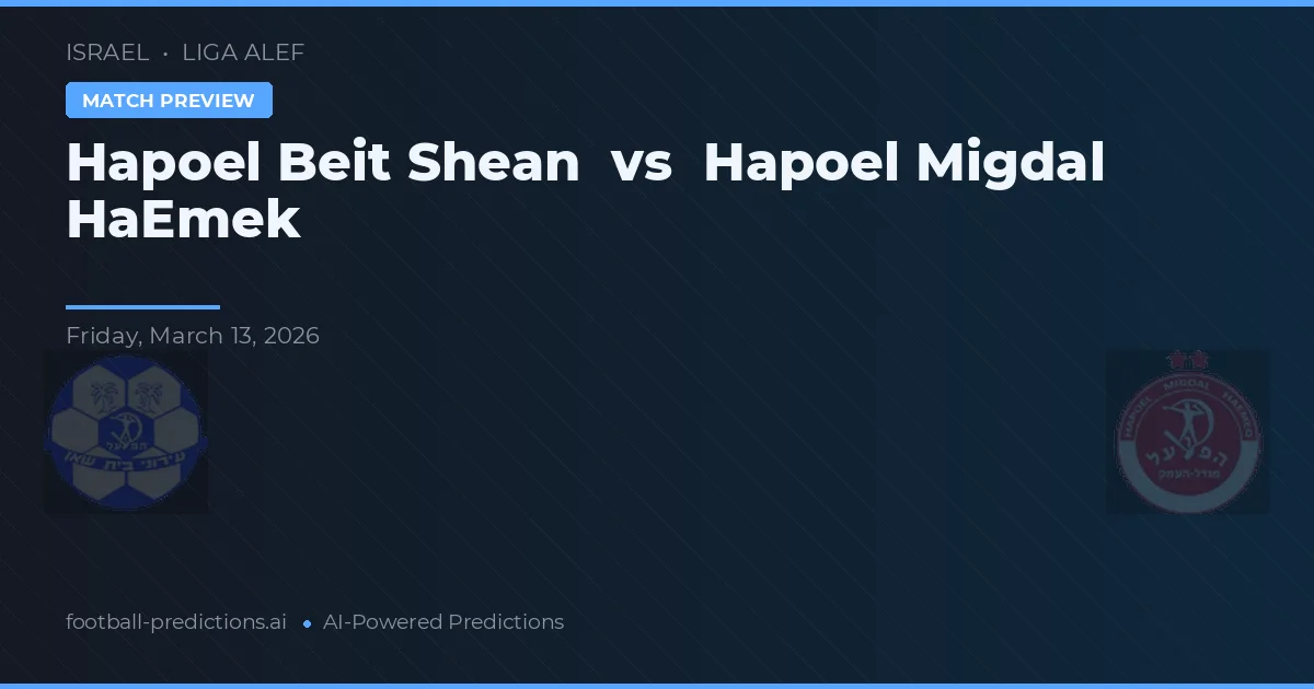 Hapoel Beit She'an vs Hapoel Migdal HaEmek — prognóstico e prévia do jogo