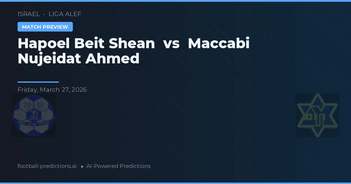 Hapoel Beit She'an vs Maccabi Nujeidat Ahmed — prognóstico e prévia do jogo