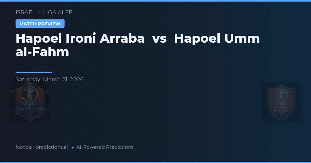 Hapoel Ironi Arraba vs Hapoel Umm al-Fahm — prognóstico e prévia do jogo