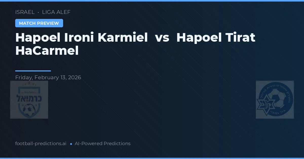 Hapoel Ironi Karmiel vs Hapoel Tirat HaCarmel — prognóstico e prévia do jogo