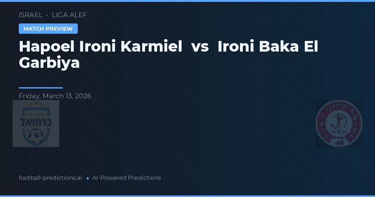 Hapoel Ironi Karmiel vs Ironi Baka El Garbiya — prognóstico e prévia do jogo