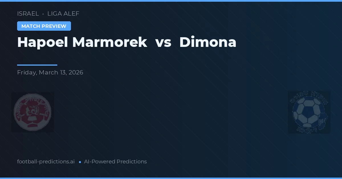 Hapoel Marmorek vs Dimona — prognóstico e prévia do jogo