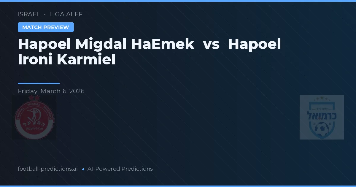 Hapoel Migdal HaEmek vs Hapoel Ironi Karmiel — prognóstico e prévia do jogo