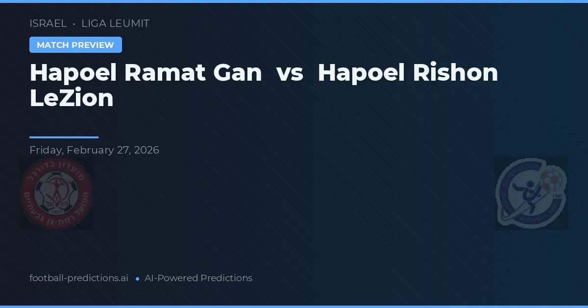 Hapoel Ramat Gan vs Hapoel Rishon LeZion — prognóstico e prévia do jogo