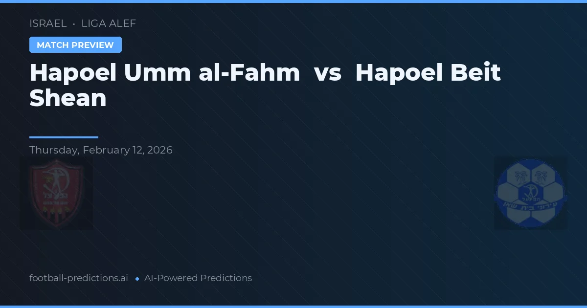 Hapoel Umm al-Fahm vs Hapoel Beit She'an — prognóstico e prévia do jogo