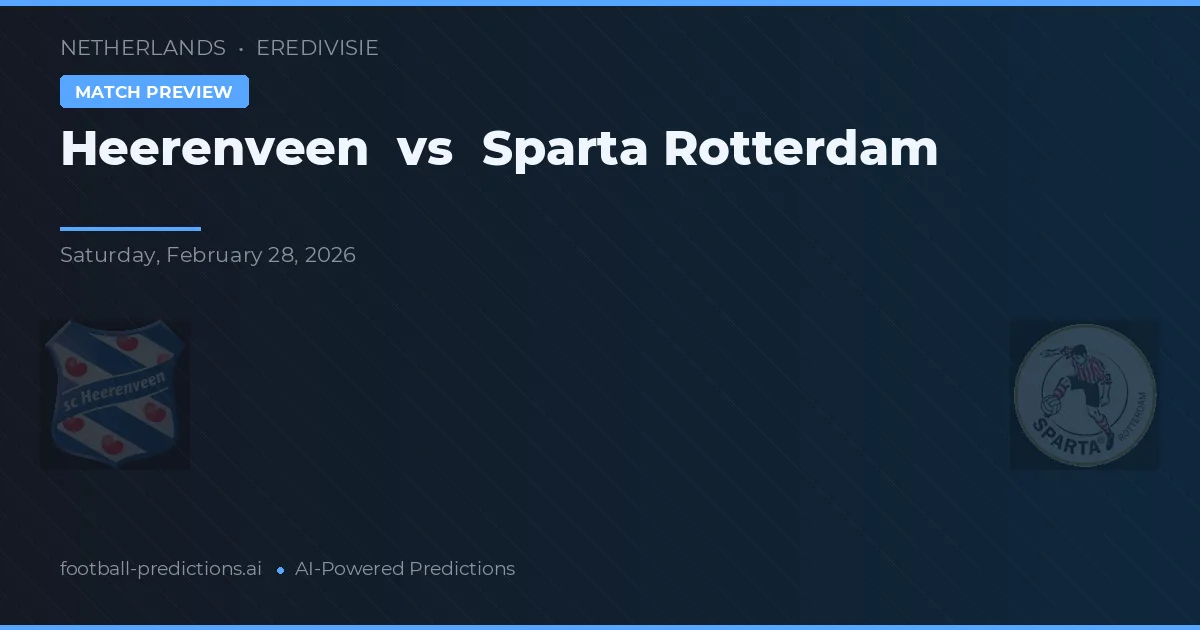 Heerenveen vs Sparta Rotterdam — prognóstico e prévia do jogo