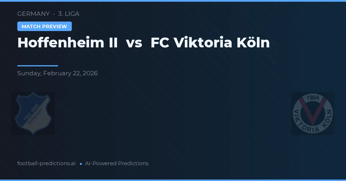 Hoffenheim II vs FC Viktoria Köln — prognóstico e prévia do jogo