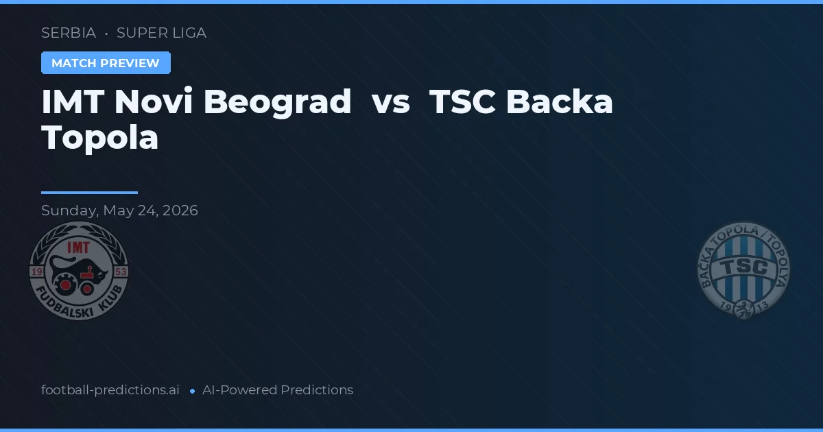 IMT Novi Beograd vs TSC Bacă Topola — prognóstico e prévia do jogo
