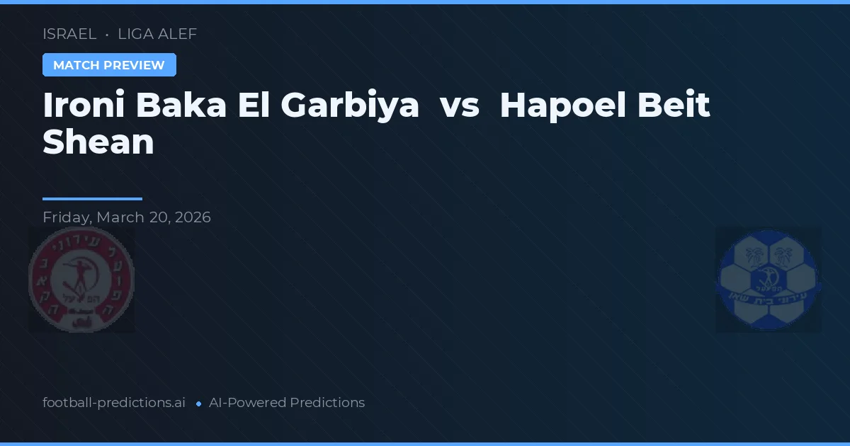 Ironi Baka El Garbiya vs Hapoel Beit She'an — prognóstico e prévia do jogo