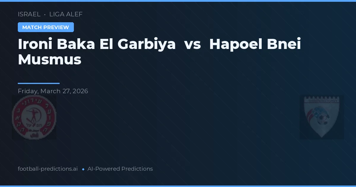 Ironi Baka El Garbiya vs Hapoel Bnei Musmus — prognóstico e prévia do jogo