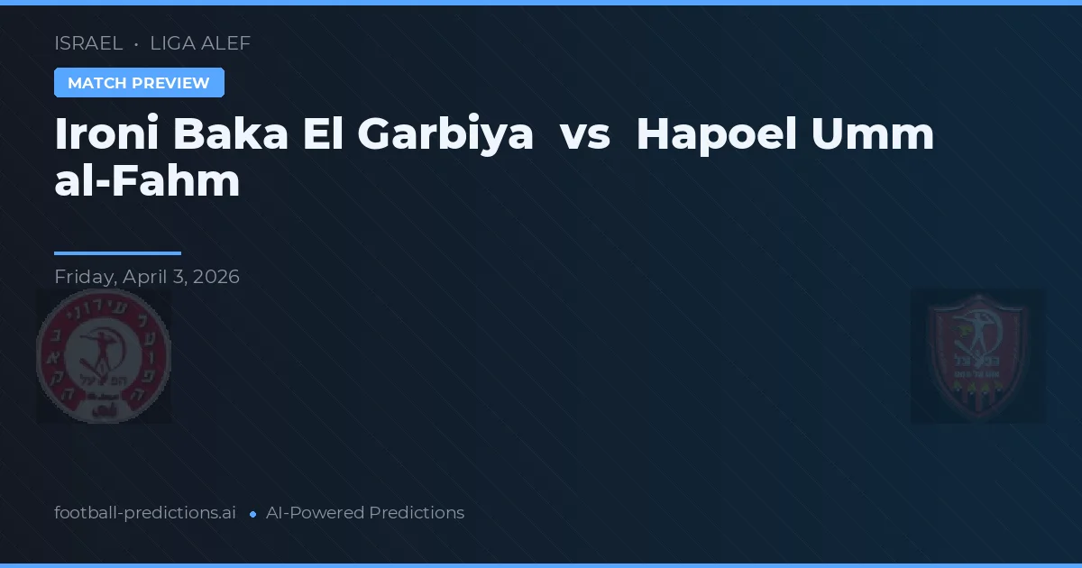 Ironi Baka El Garbiya vs Hapoel Umm al-Fahm — prognóstico e prévia do jogo