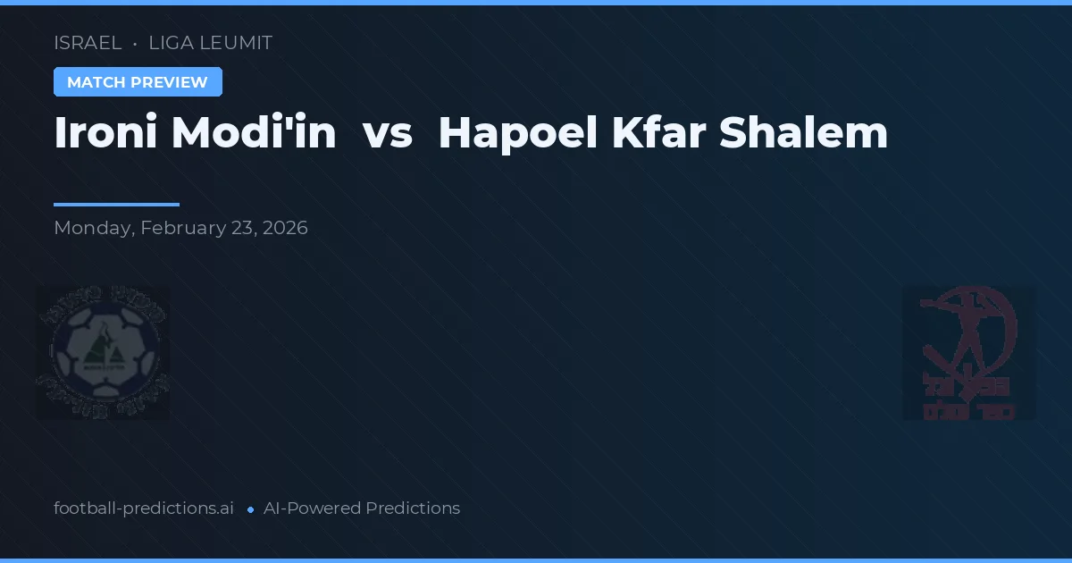 Ironi Modi'in vs Hapoel Kfar Shalem — prognóstico e prévia do jogo