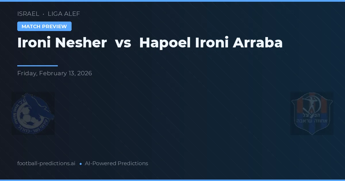 Ironi Nesher vs Hapoel Ironi Arraba — prognóstico e prévia do jogo