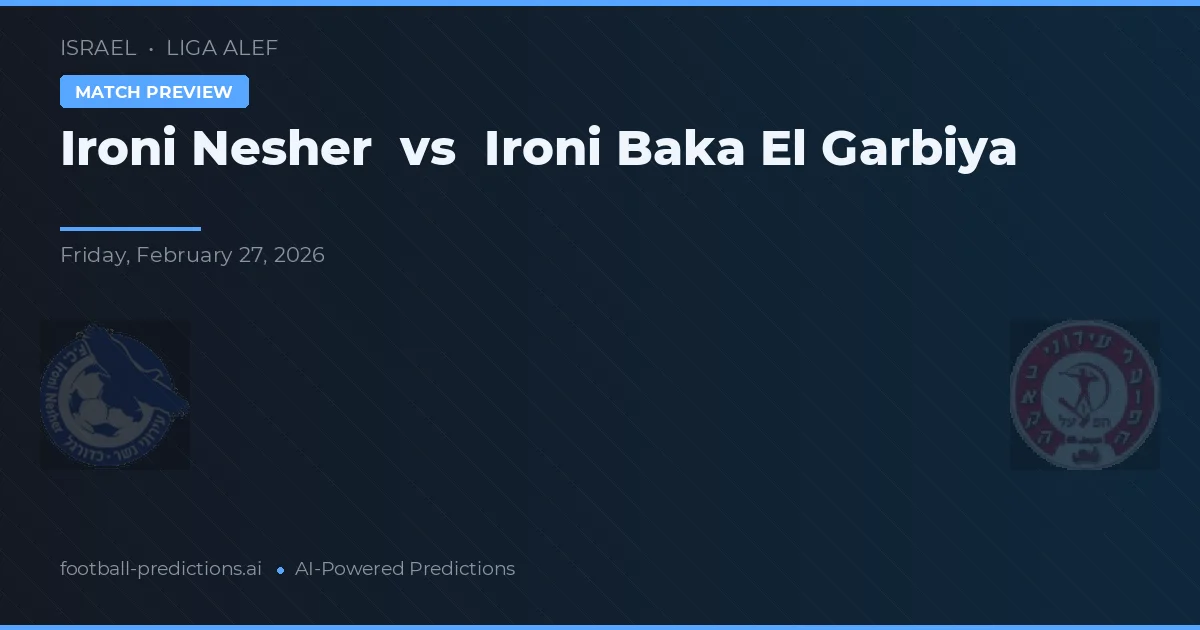 Ironi Nesher vs Ironi Baka El Garbiya — prognóstico e prévia do jogo
