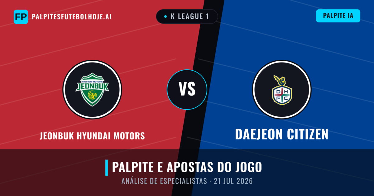 Jeonbuk Hyundai Motors vs Daejeon Citizen — prognóstico e prévia do jogo