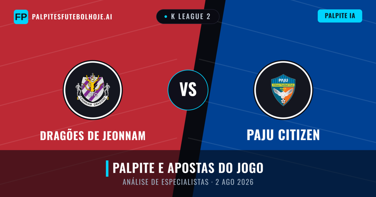 Dragões de Jeonnam vs Paju Citizen — prognóstico e prévia do jogo