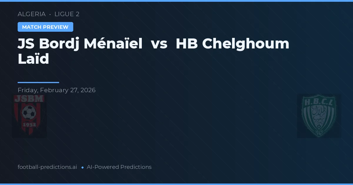 JS Bordj Menaïel vs HB Chelghoum Laïd — prognóstico e prévia do jogo