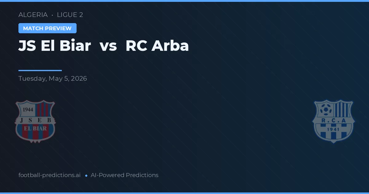 JS El Biar vs RC Arba — prognóstico e prévia do jogo