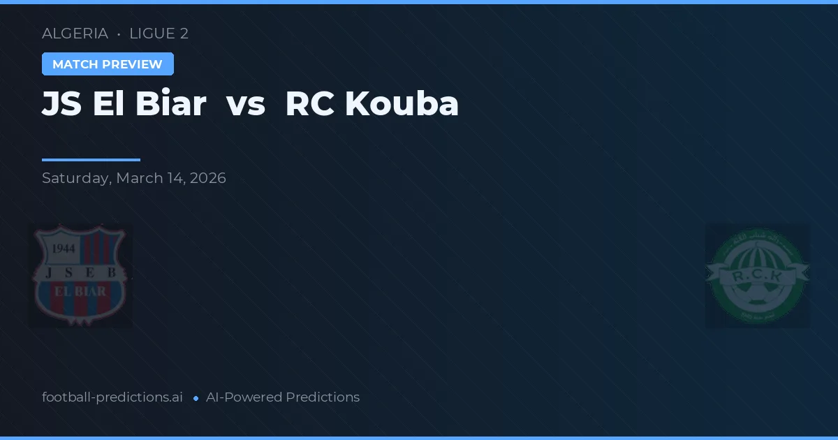 JS El Biar vs RC Kouba — prognóstico e prévia do jogo