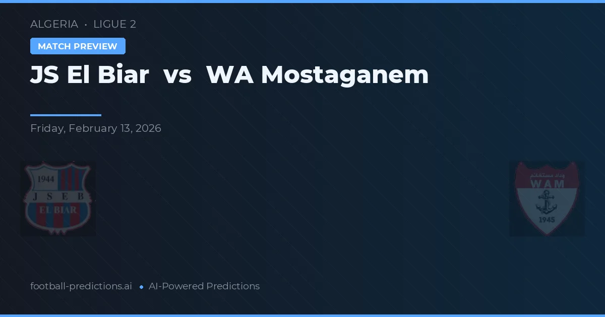 JS El Biar vs WA Mostaganem — prognóstico e prévia do jogo