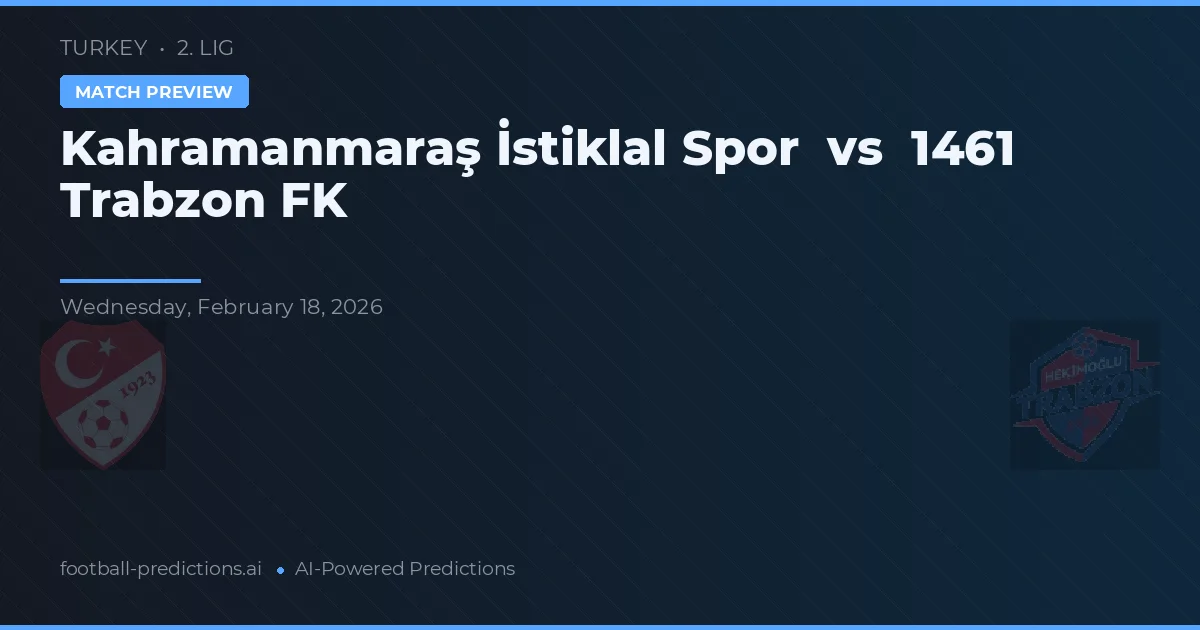 Kahramanmaraş İstiklalspor vs 1461 Trabzon FK — prognóstico e prévia do jogo