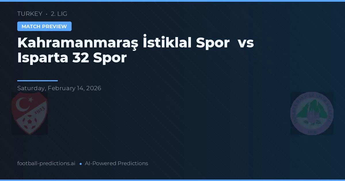 Kahramanmaraş İstiklalspor vs Isparta 32 Spor — prognóstico e prévia do jogo