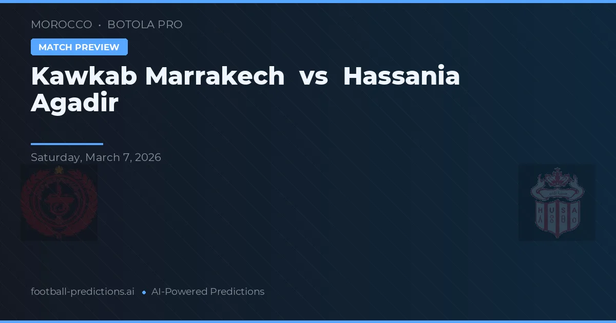 Kawkab Marrakech vs Hassania Agadir — prognóstico e prévia do jogo